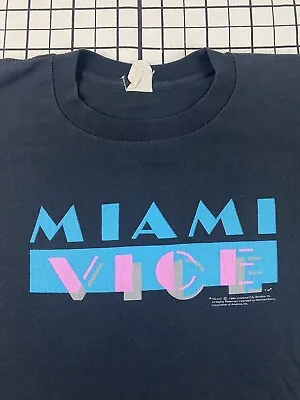 VINTAGE 1984 MIAMI VICE T SHIRT L 80s TV SHOW SERIES UNIVERSAL CITY STUDIOS • $49.95