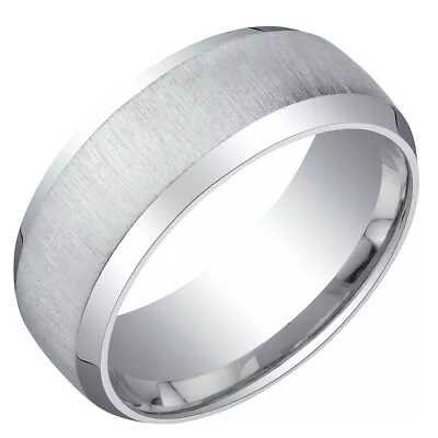 Mens Sterling Silver 8mm Beveled Edge Wedding Band Comfort Fit Sizes 8 To 14 • $40.99