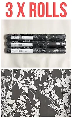 Auction For 3 Rolls Of Honeysuckle Twining Vines Silhouette Design Wallpaper • £15