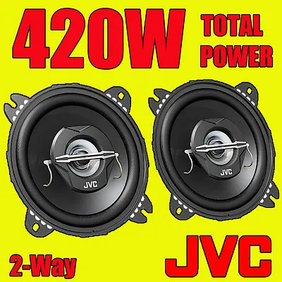 JVC 420W TOTAL 4 INCH 10cm 2-WAY CAR/VAN DOOR/SHELF COAXIAL SPEAKERS NEW PAIR • £18.99