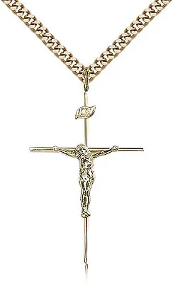 Gold Filled Crucifix Pendant For Men On 24 Chain - 30 Day Money Back Guarantee • $198.50