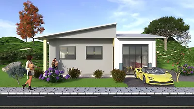 Modern House Plan With Blueprint PDF DWG & 3D Design- 855sqft (No 10) • $15