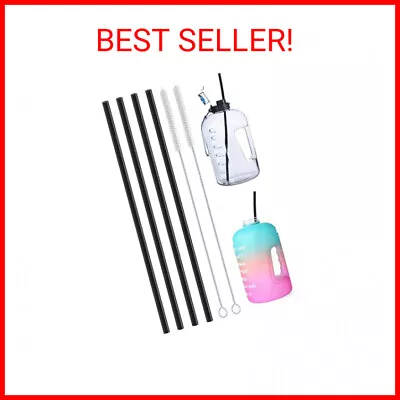 ALINK 15 Inch Extra Long Reusable Black Silicone Straws 4-Pack Flexible Straws  • $12.81