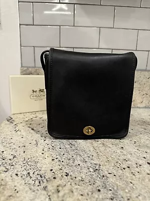 Vintage Coach Companion New York Bag Black Leather In Excellent Shape • $50