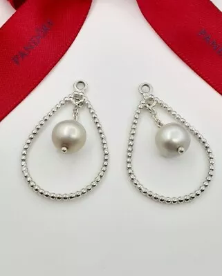 As New Authentic Pandora Silver Teardrop Bubble Pearl Compose Earrings #290610.. • £61.18