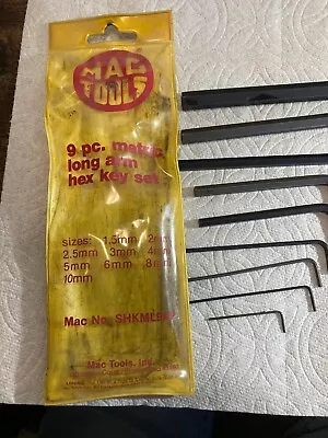 Vintage Mac Tools 9-PC. Metric Long Arm Hex L-Key Set SHKSML9AP Lightly Used • $27.59