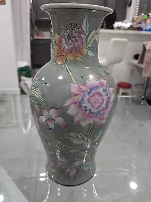 Vintage Macau China Ceramic Floral Vase Waterlily Florals 12  • $29.99