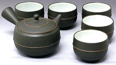 Tokoname Kyusu Teaset - REIKO - 1pot & 5yunomi Cups With Wooden Box • £353.82