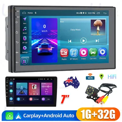 7  Android Double 2 DIN Car Stereo Radio GPS Navi WiFi Apple CarPlay Head Unit • $83.70