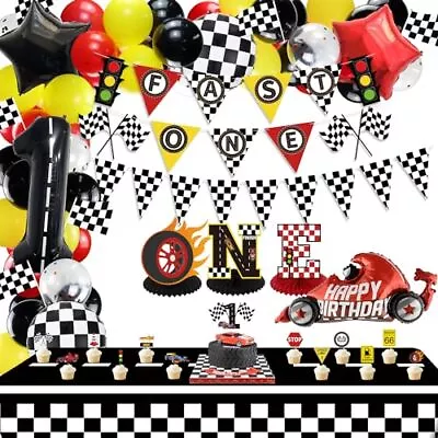 Race Car Party Supplies Fast One Birthday Party Decorations For Kid's Birthda... • $25.74