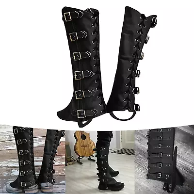PU Leg Guard Shoe Steampunk Warrior Medieval Gothic Shoe Cover For Masquerade Kn • $48.40