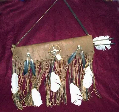 21  Brown Leather Quiver W/ Medicine Wheel  & 2 Arrows Native American 03 • $159.95