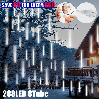 288LED Meteor Shower Light Fairy String Light Falling Rain Tree Garden Xmas Lamp • $15.95