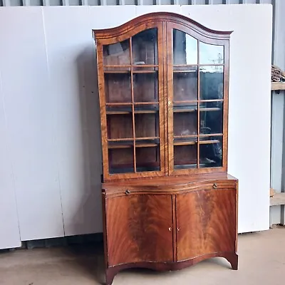 Edwardian Mahogany Serpentine Fronted Bookcase • £325
