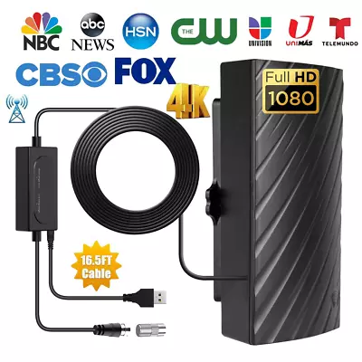 500 Miles Digital TV Antenna HDTV Amplified 4K HD 1080P UHF VHF Outdoor Indoor • $11.59