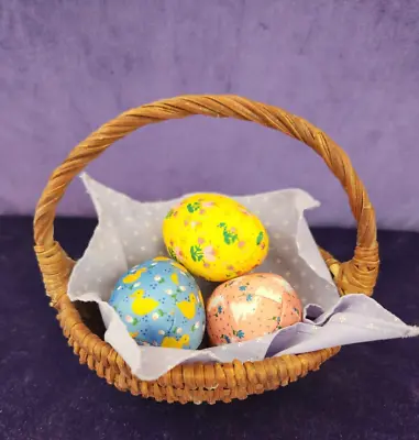 Vintage Avon 1986 Country Egg Basket Pomander 3 Fabric Egg Sachets Easter • $10