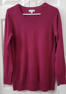 Liz Lange Maternity Pullover  Soft Long Sleeve Tunic Sweater Berry Gray Cream • $11.99