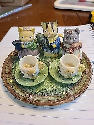 1993 Summco 8 Piece Miniature Decorative Family Cat Kitten Tea Set Honey Pot • $15