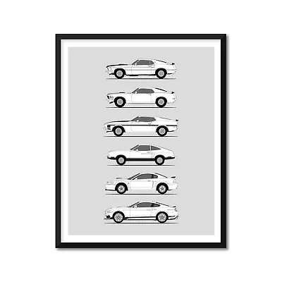 Ford Mustang Mach 1 Inspired Poster Print Art Generations History Evolution • $30.99