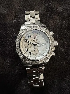 Breitling Super Avenger White Men's Watch - A13370 • $4995