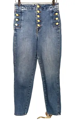 J Brand Natasha Sky High Blue Jeans 26 Skinny Cropped Pioneer Wash Sexy Rocker • $20.29