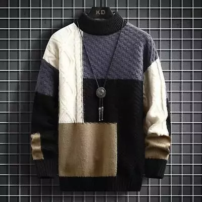 New Fashion Warm Sweater Men's Thickened Patchwork Sweater Base Sweater • $31.99