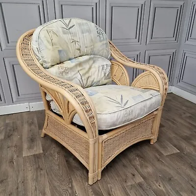 Retro Mid Century Style Bamboo Wicker Cane Tub Arm Chair Seat- Boho Tiki? • £119.99