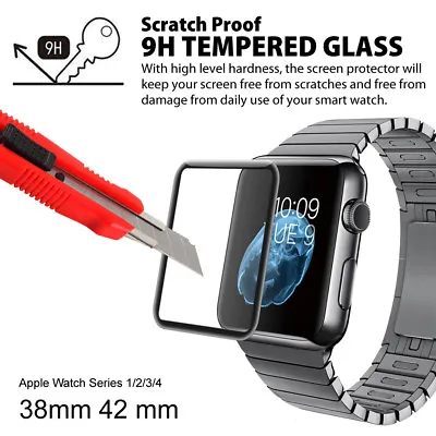 $4.79 • Buy Apple Watch 4 3 2 6D FULL GLUE 9H Tempered Glass Screen Protector 44 40 38 42mm