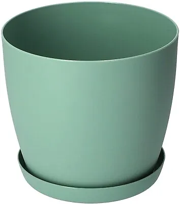 Plant Pots Flower Planter 6 Colours 8 Sizes Matt Plastic Pot + Saucer Tray Deco • £4.79