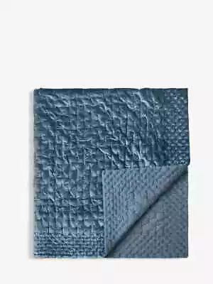 Boutique Hotel Velvet Stitch Quilted Bedspread Bluestone L260 X W250cm • £99.99