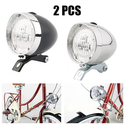 2X Retro Bicycle Bike 3 LED Front Light Headlight Vintage Flashlight Lamp New U5 • $23.79