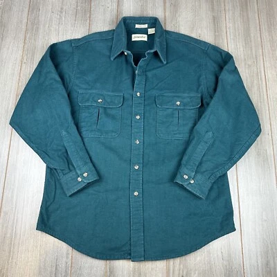$14.98 • Buy Vintage St Johns Bay Chamois Flannel Shirt Teal Green Size L USA