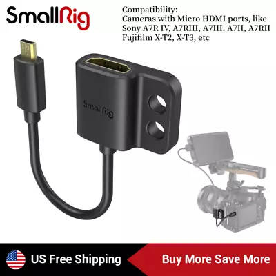 SmallRig 4K HDMI Adapter Cable Female HDMI Type A To Male Micro-HDMI Type D-3021 • $9.90