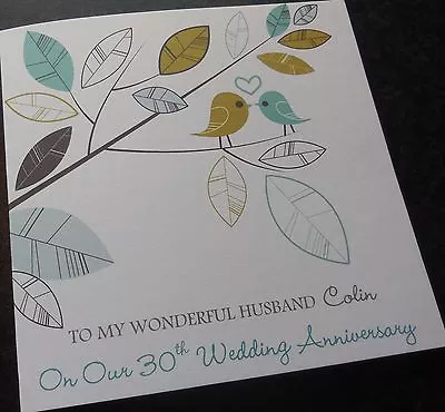 £2.75 • Buy Personalised Wedding Anniversary Card Husband Wife (AN7) ANY YEAR Lovebird 