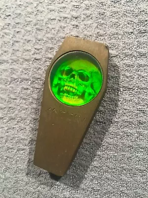 Vintage Rare Heavy Brass Holographic Skull Coffin W RIP 1995 On Back 2 1/2  • $20