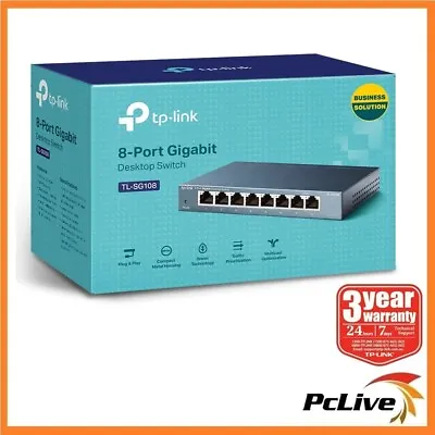 TP-Link TL-SG108 8-Port Gigabit Desktop Switch 1000Mbps Ethernet Steel Case QoS • $52.80