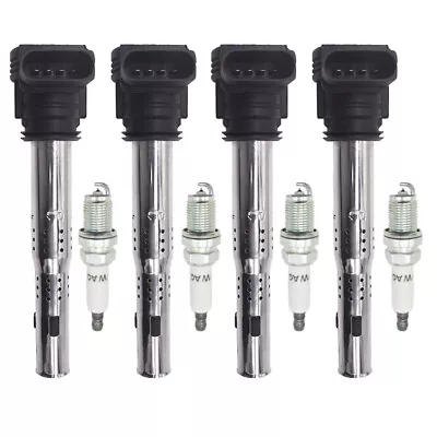 4X Ignition Coils + 4X Spark Plugs For VW Jetta Audi A3 A4 TT Quattro 1.8L 2.0L • $55.11