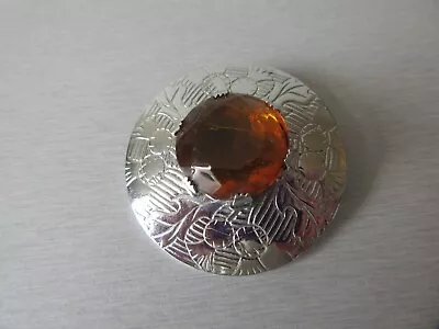 Vintage Celtic Scottish Signed Mizpah Brooch Amber Glass • £4.99