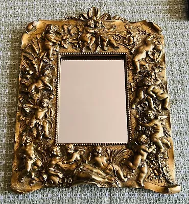 French Rococo Vintage Heavy Gold Table Mirror 10” X 8” • $74.99