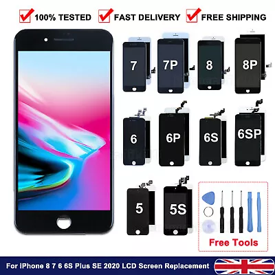 For IPhone 6 6s 7 8 Plus LCD Screen Replacement Touch Display+Home Button+Camera • £11.99