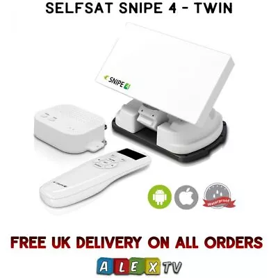 Selfsat SNIPE 4 Twin LNB Bluetooth Remote IOS Android App Satellite Caravan Dish • £1589.95