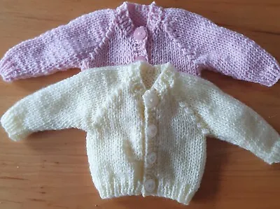 Dolls Clothes Hand Knitted For 12-14  X 2  Cardigans Also For Premature Baby • £7.99