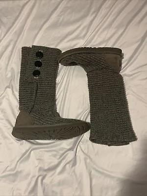 Ugg Cardy Brown Sweater Fold Over Knit Boots Women’s Size 7 5819 [J3] • $34.99