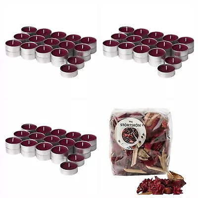 Ikea STÖRTSKÖN  Leaf Berry Scented Potpourri Red 90g& 90 Piece STORTSKON CANDLE • £16.99