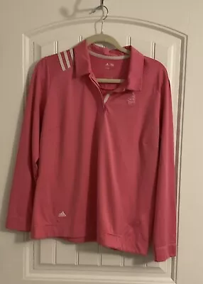 Adidas Climacool Golf  Pink Pullover W/ Button Enclosure Sz L.  Pinehurst Logo • $12.99