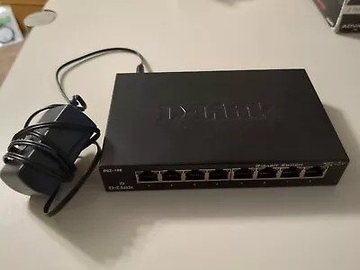 D-Link 8 Port Gigabit Unmanaged Metal Desktop Switch DGS-108 W/ Power Cable • $12.50