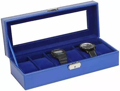 6 Slots Watch Box Display Case Organizer PU Leather Watch Storage Box For Men • $19.99