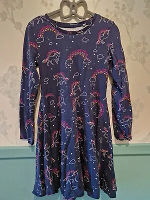 £2 • Buy Blue Unicorn, Rainbow Dress, Age 7-8, Blue Zoo, Debenhams, Cotton, Long Sleeve