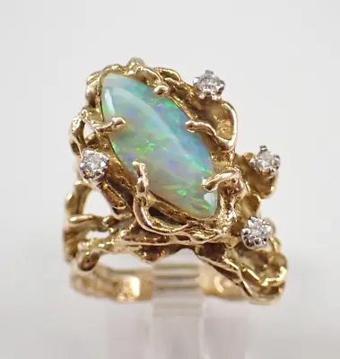 2Ct Marquise Cut Natural Fire Opal Vintage Wedding Ring 14K Yellow Gold Plated • $135.99