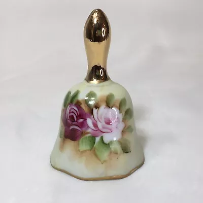 4.25” Vintage Porcelain Bell Japan Hand Painted Roses Gold Trim Collection❤️ • $12.50